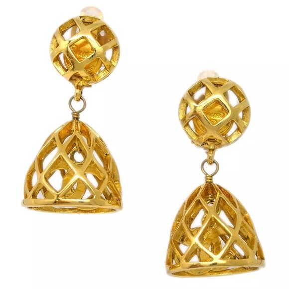 Chanel Dangle Earrings Gold Clip-On 143026 - Picture 1 of 4